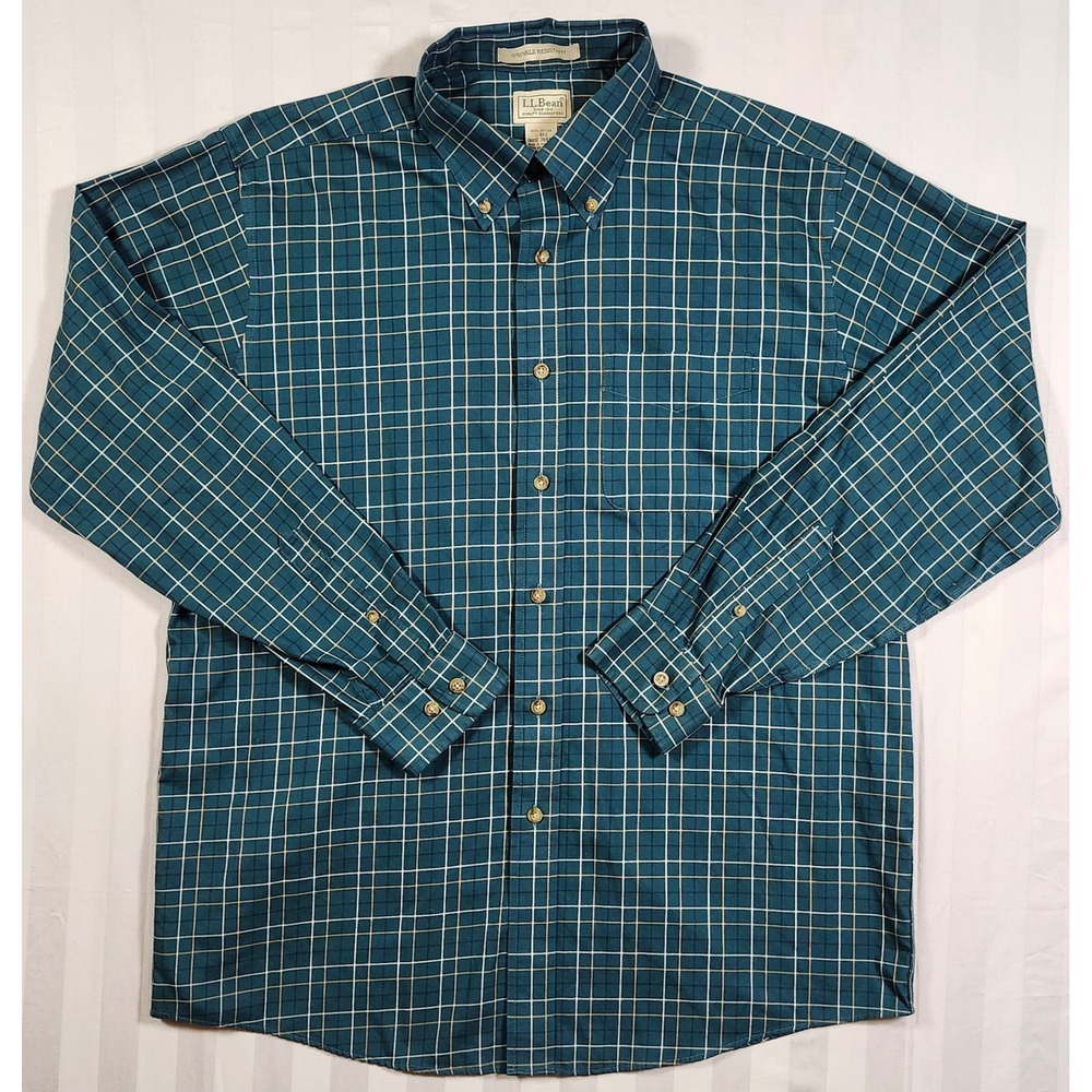 Lot 3 Vintage 90s Y2K LL Bean Button Outdoor Shirts Mens Large Medium Plaid 0030 - Picture 4 of 15